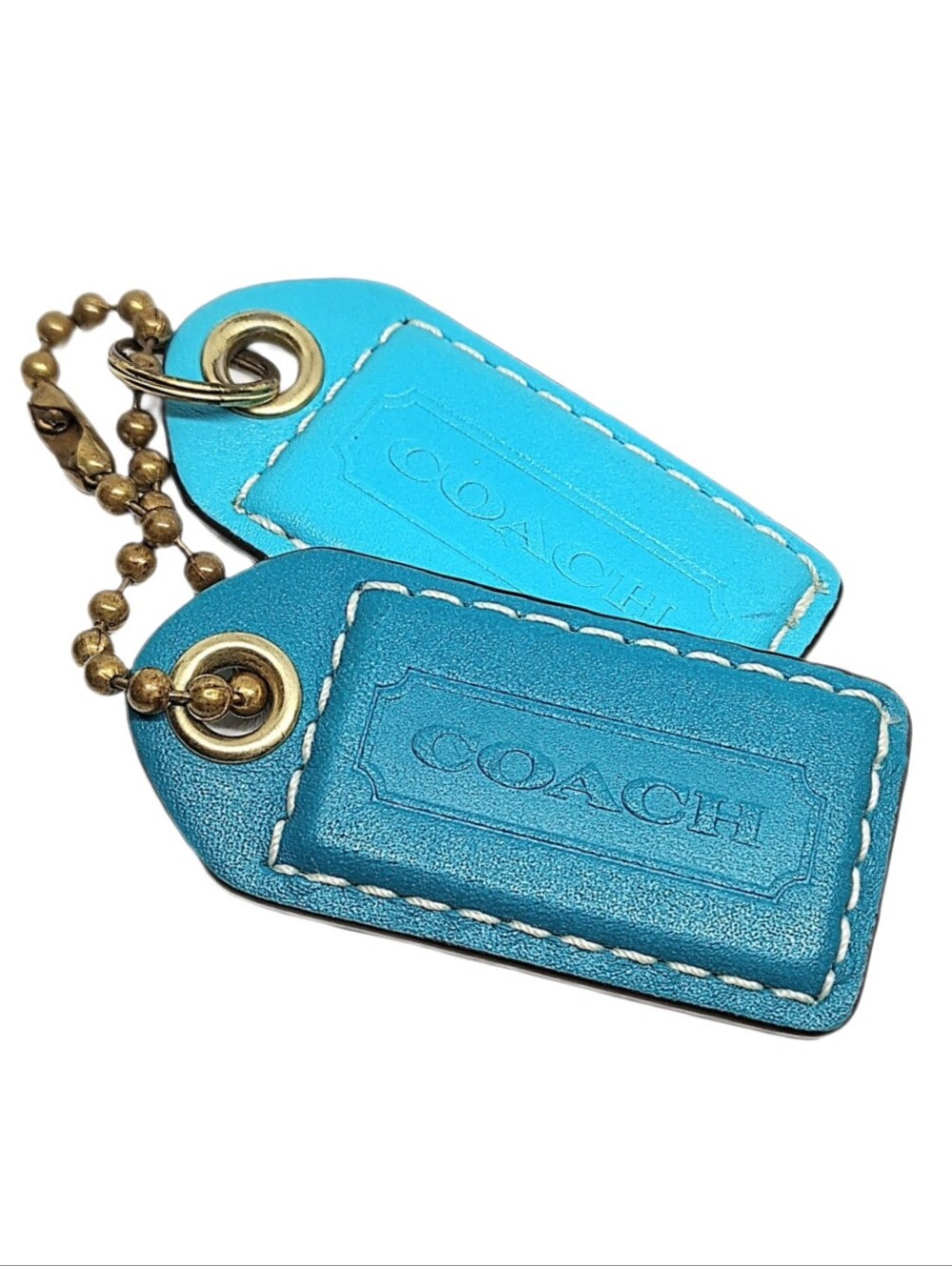🐳 2pc Coach Y2K Peacock & Robin Leather Hangtag Bag Fob Purse Charm Keychain